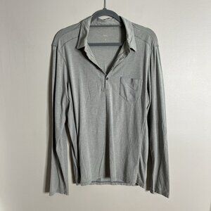 Nau Size Medium Men's Organic Cotton Polo Shirt Lightweight Grey Green